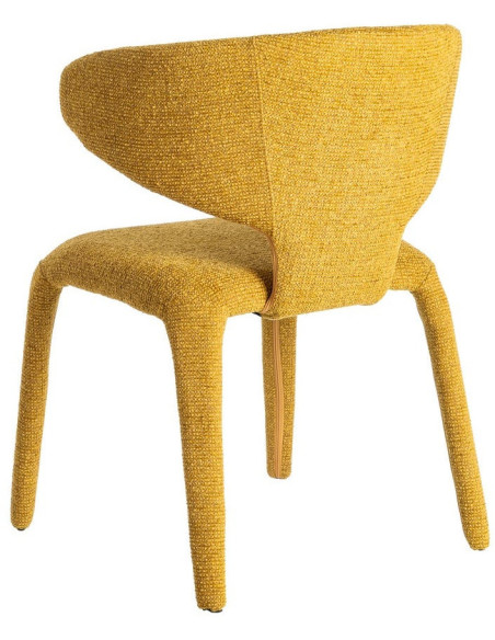 Fauteuil de table design chic en Tissu Jaune moutarde Chiné Métal Uyana (Lot de 2) - 5