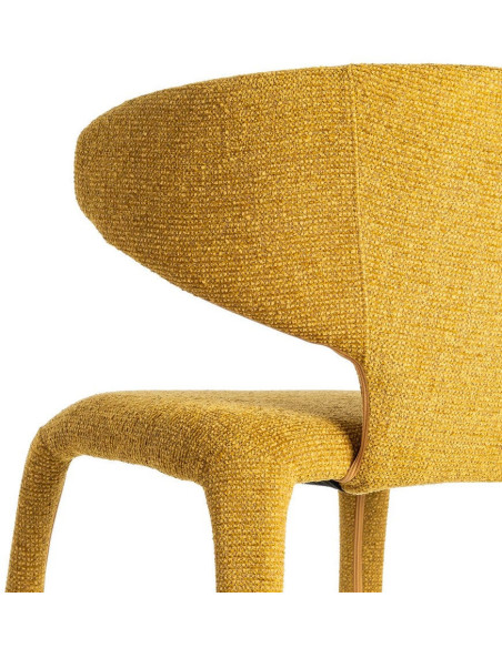 Fauteuil de table design chic en Tissu Jaune moutarde Chiné Métal Uyana (Lot de 2) - 6