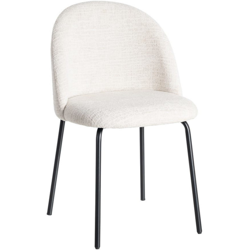 Chaise haut de gamme en Tissu Crème Métal Noir Munira (Lot de 2) - 1