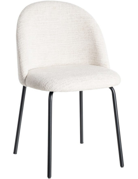 Chaise haut de gamme en Tissu Crème Métal Noir Munira (Lot de 2) - 1