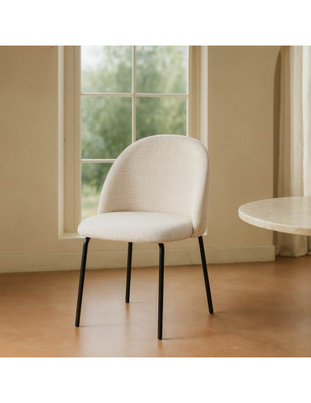 Chaise haut de gamme en Tissu Crème Métal Noir Munira (Lot de 2) - 2