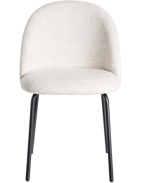 Chaise haut de gamme en Tissu Crème Métal Noir Munira (Lot de 2) - 3