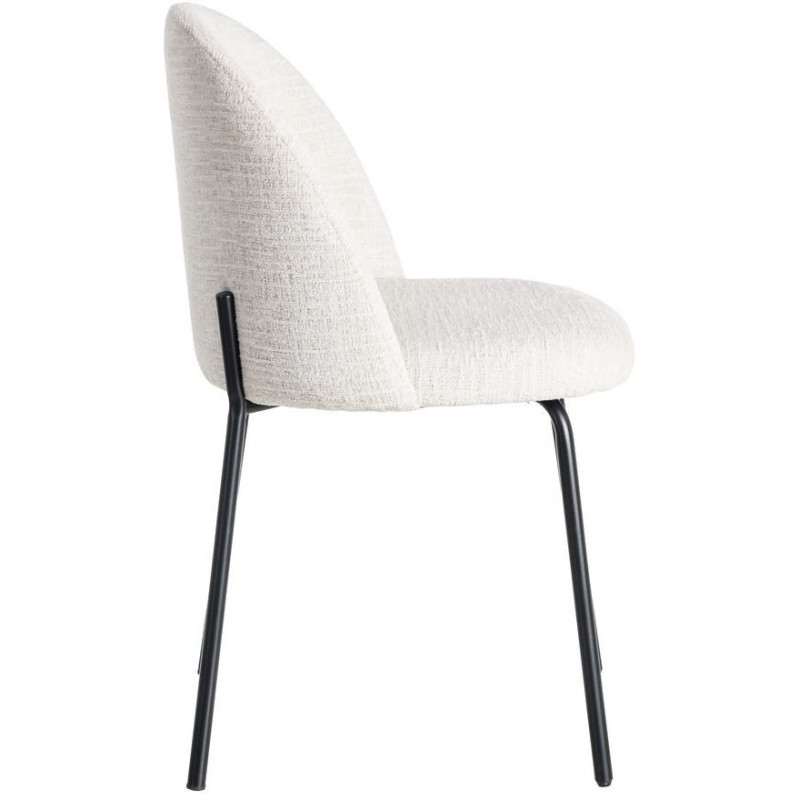 Chaise haut de gamme en Tissu Crème Métal Noir Munira (Lot de 2) - 4