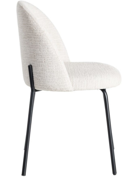 Chaise haut de gamme en Tissu Crème Métal Noir Munira (Lot de 2) - 4