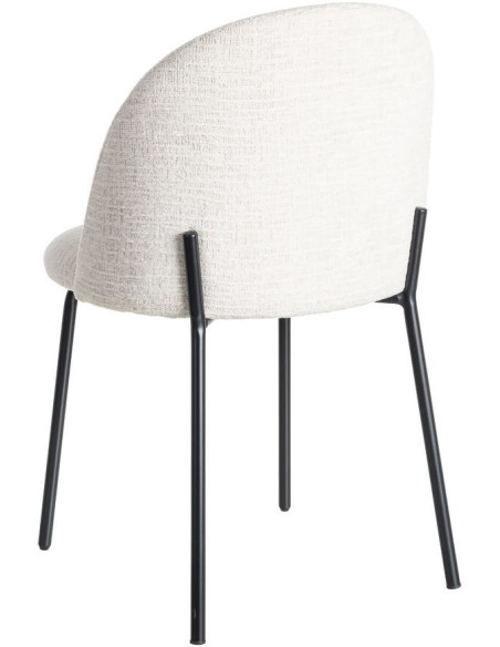 Chaise haut de gamme en Tissu Crème Métal Noir Munira (Lot de 2) - 5