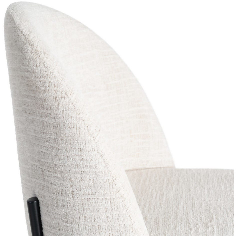 Chaise haut de gamme en Tissu Crème Métal Noir Munira (Lot de 2) - 7