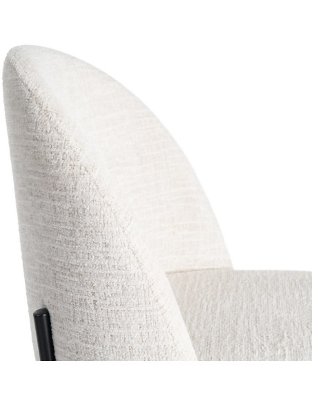 Chaise haut de gamme en Tissu Crème Métal Noir Munira (Lot de 2) - 7