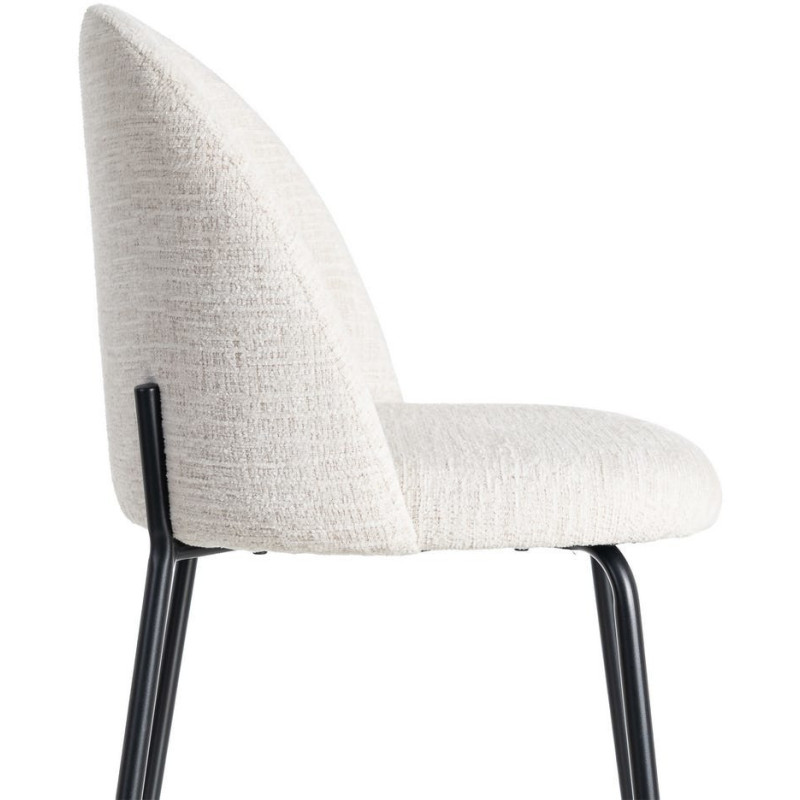Chaise haut de gamme en Tissu Crème Métal Noir Munira (Lot de 2) - 8
