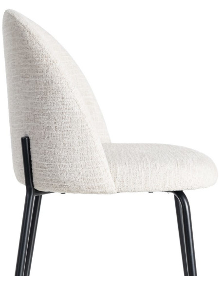 Chaise haut de gamme en Tissu Crème Métal Noir Munira (Lot de 2) - 8