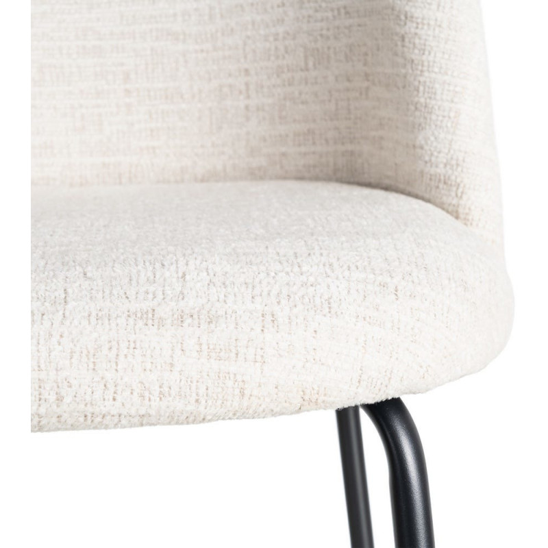 Chaise haut de gamme en Tissu Crème Métal Noir Munira (Lot de 2) - 9