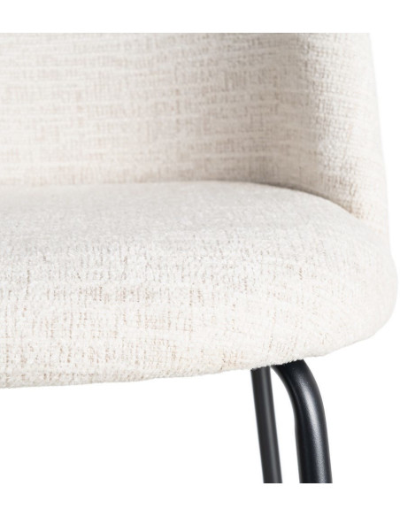 Chaise haut de gamme en Tissu Crème Métal Noir Munira (Lot de 2) - 9