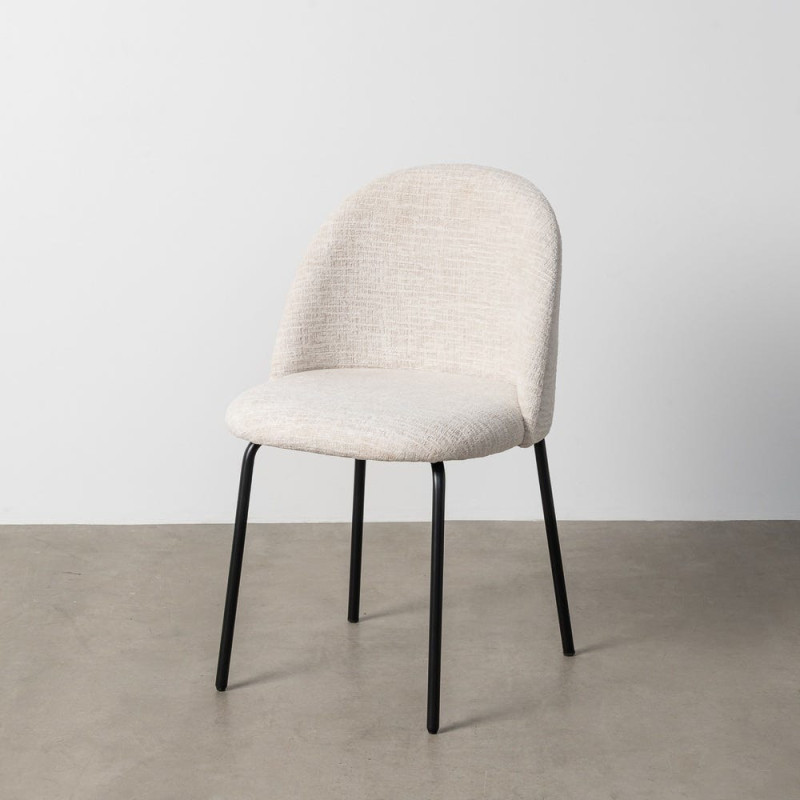 Chaise haut de gamme en Tissu Crème Métal Noir Munira (Lot de 2) - 12