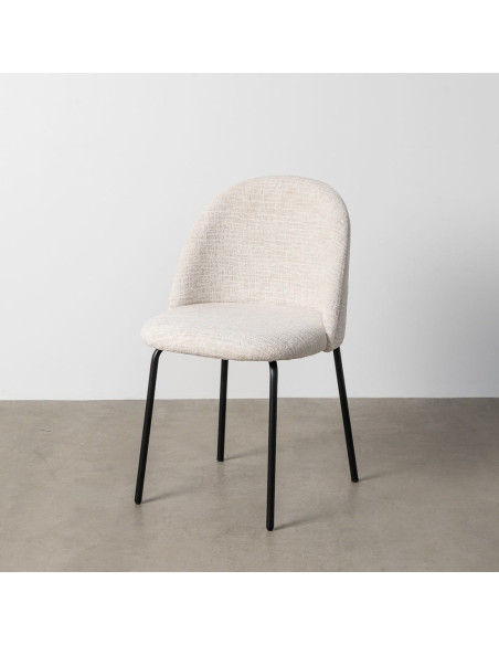 Chaise haut de gamme en Tissu Crème Métal Noir Munira (Lot de 2) - 12