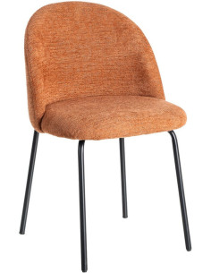 Chaise haut de gamme en Tissu Rose pêche Métal Noir Munira (Lot de 2) - 1