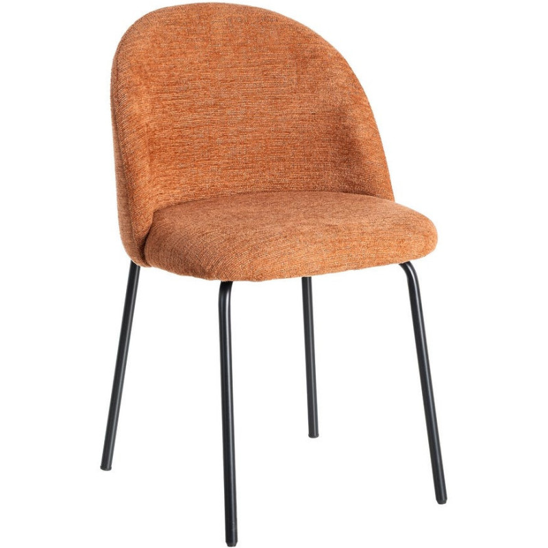 Chaise haut de gamme en Tissu Rose pêche Métal Noir Munira (Lot de 2) - 1