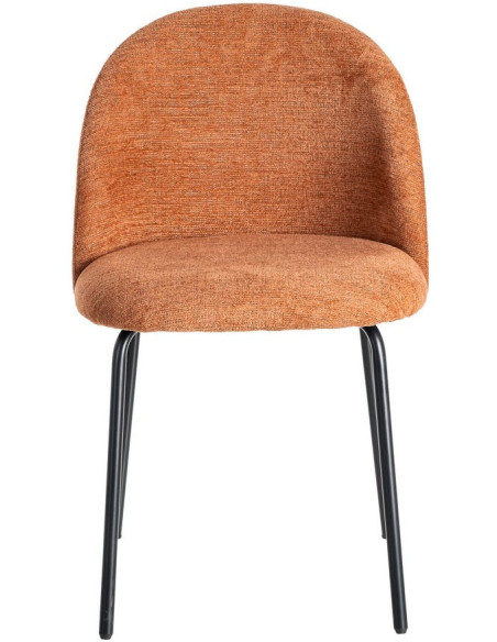 Chaise haut de gamme en Tissu Rose pêche Métal Noir Munira (Lot de 2) - 3