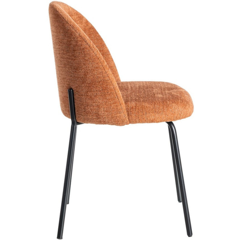 Chaise haut de gamme en Tissu Rose pêche Métal Noir Munira (Lot de 2) - 4