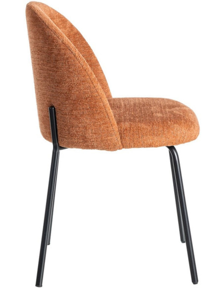 Chaise haut de gamme en Tissu Rose pêche Métal Noir Munira (Lot de 2) - 4