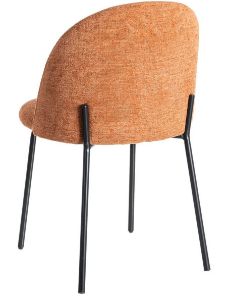 Chaise haut de gamme en Tissu Rose pêche Métal Noir Munira (Lot de 2) - 5