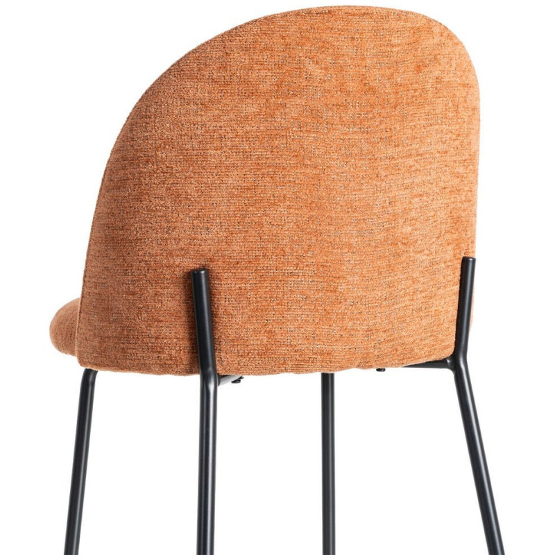Chaise haut de gamme en Tissu Rose pêche Métal Noir Munira (Lot de 2) - 6