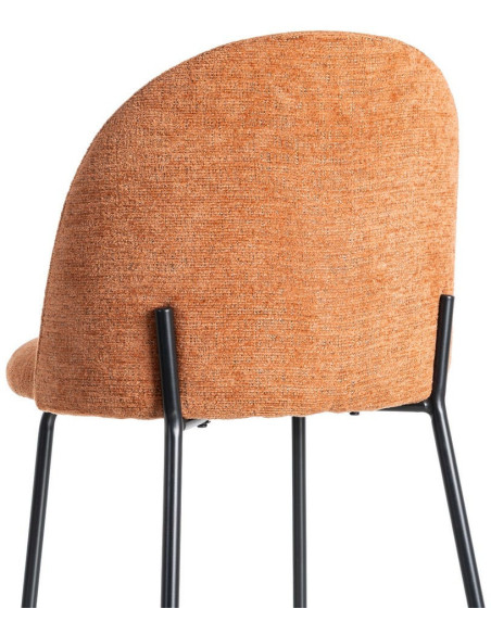 Chaise haut de gamme en Tissu Rose pêche Métal Noir Munira (Lot de 2) - 6