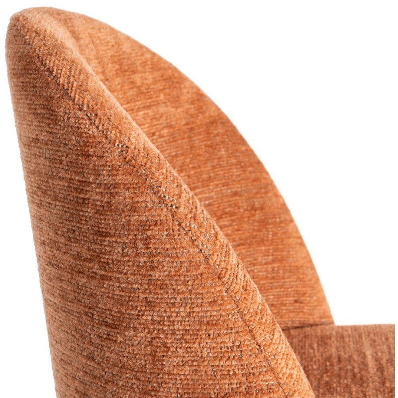 Chaise haut de gamme en Tissu Rose pêche Métal Noir Munira (Lot de 2) - 7