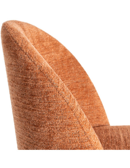 Chaise haut de gamme en Tissu Rose pêche Métal Noir Munira (Lot de 2) - 7