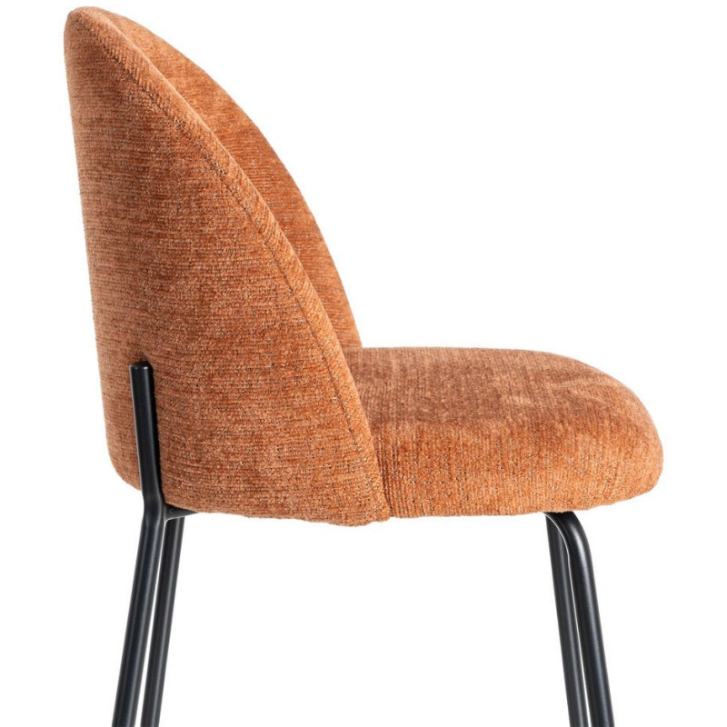 Chaise haut de gamme en Tissu Rose pêche Métal Noir Munira (Lot de 2) - 8