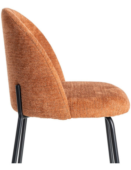 Chaise haut de gamme en Tissu Rose pêche Métal Noir Munira (Lot de 2) - 8