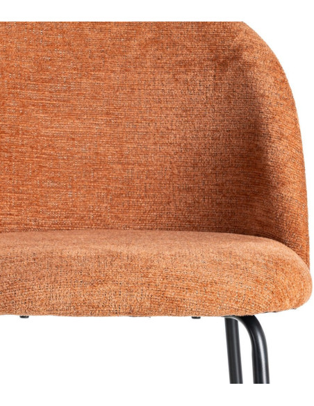 Chaise haut de gamme en Tissu Rose pêche Métal Noir Munira (Lot de 2) - 9