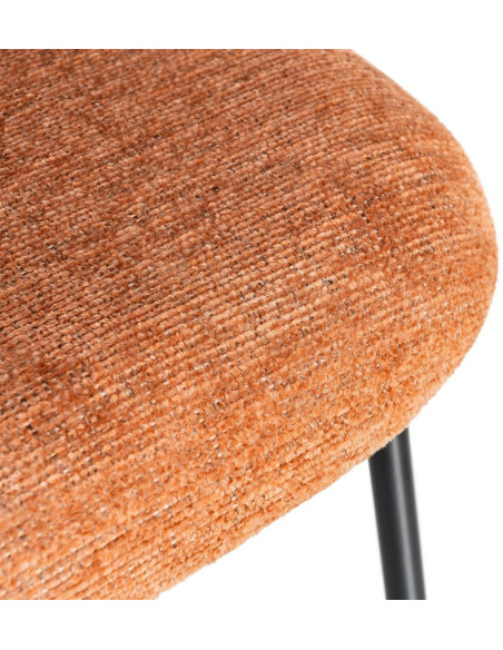 Chaise haut de gamme en Tissu Rose pêche Métal Noir Munira (Lot de 2) - 10