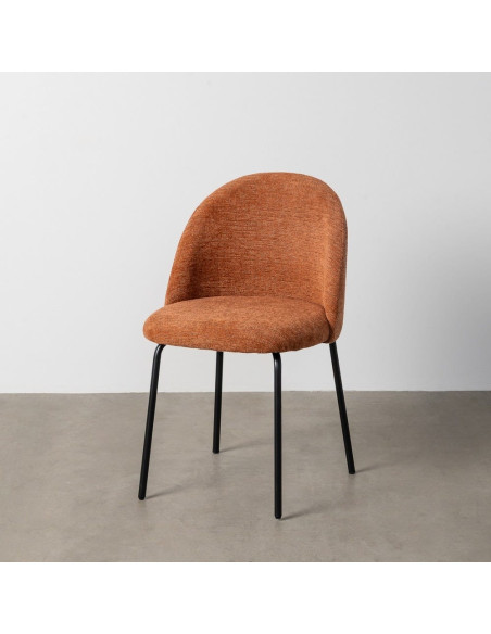 Chaise haut de gamme en Tissu Rose pêche Métal Noir Munira (Lot de 2) - 12