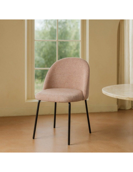 Chaise haut de gamme en Tissu Orange citrouille Métal Noir Munira (Lot de 2) - 2