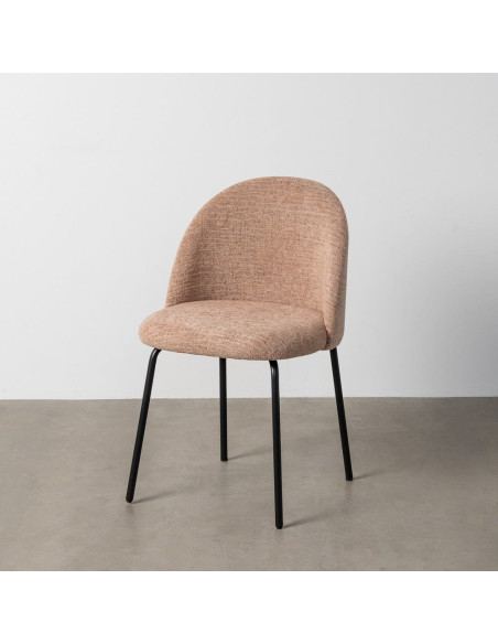 Chaise haut de gamme en Tissu Orange citrouille Métal Noir Munira (Lot de 2) - 12