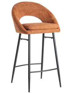 Tabouret de bar haut de gamme en Tissu Orange citrouille Métal Noir Munira (Lot de 2) - 1