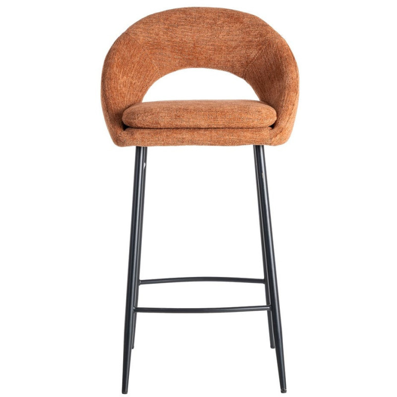 Tabouret de bar haut de gamme en Tissu Orange citrouille Métal Noir Munira (Lot de 2) - 3
