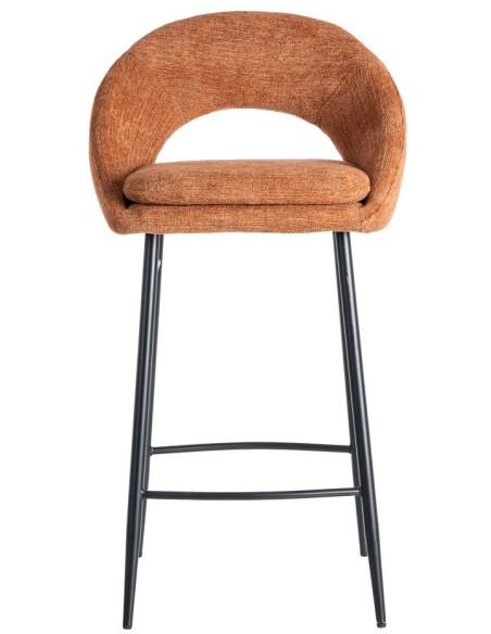 Tabouret de bar haut de gamme en Tissu Orange citrouille Métal Noir Munira (Lot de 2) - 3