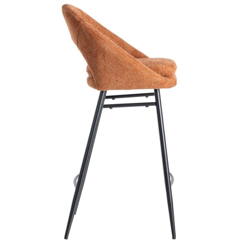 Tabouret de bar haut de gamme en Tissu Orange citrouille Métal Noir Munira (Lot de 2) - 4