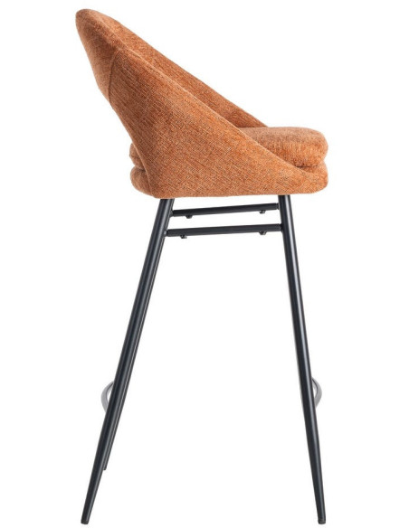 Tabouret de bar haut de gamme en Tissu Orange citrouille Métal Noir Munira (Lot de 2) - 4