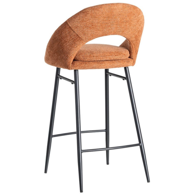 Tabouret de bar haut de gamme en Tissu Orange citrouille Métal Noir Munira (Lot de 2) - 5