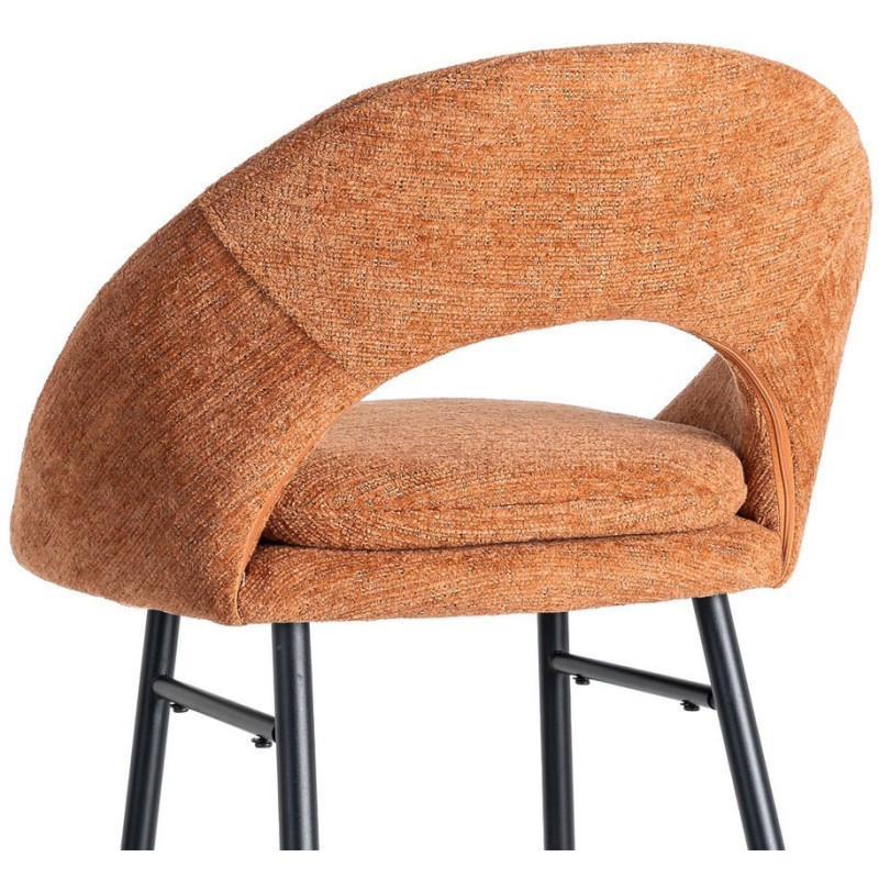 Tabouret de bar haut de gamme en Tissu Orange citrouille Métal Noir Munira (Lot de 2) - 6