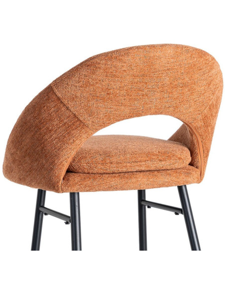 Tabouret de bar haut de gamme en Tissu Orange citrouille Métal Noir Munira (Lot de 2) - 6