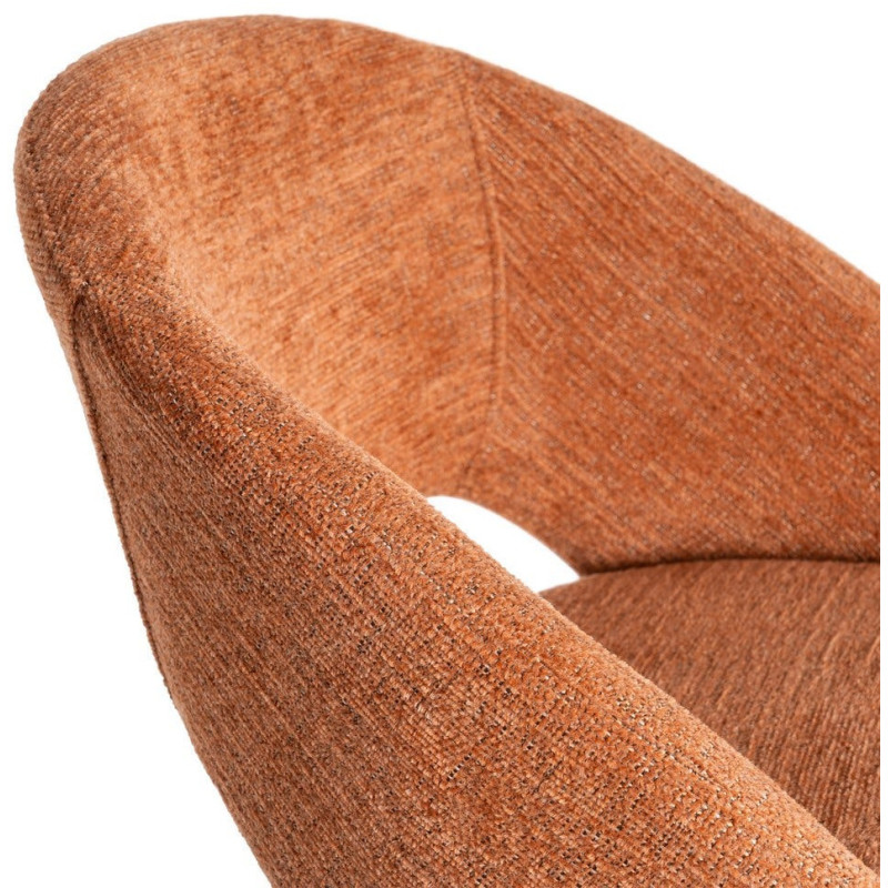 Tabouret de bar haut de gamme en Tissu Orange citrouille Métal Noir Munira (Lot de 2) - 7