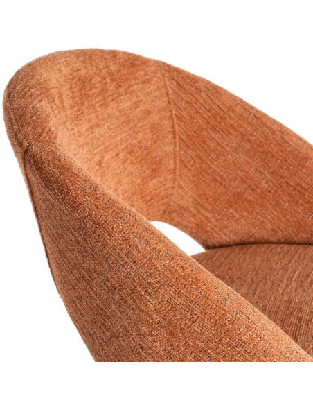 Tabouret de bar haut de gamme en Tissu Orange citrouille Métal Noir Munira (Lot de 2) - 7