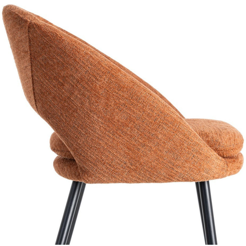 Tabouret de bar haut de gamme en Tissu Orange citrouille Métal Noir Munira (Lot de 2) - 8