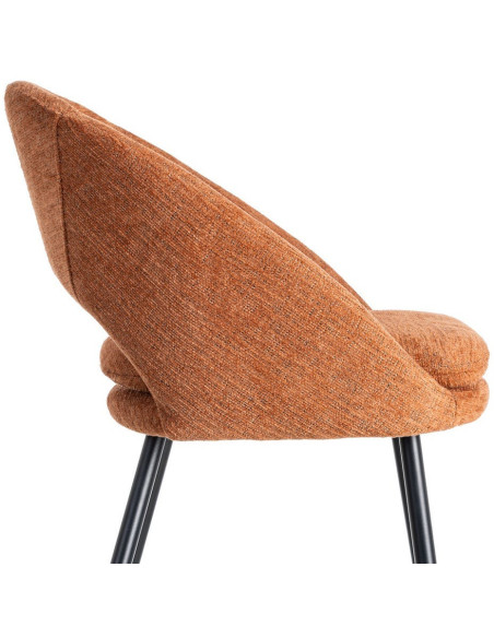 Tabouret de bar haut de gamme en Tissu Orange citrouille Métal Noir Munira (Lot de 2) - 8