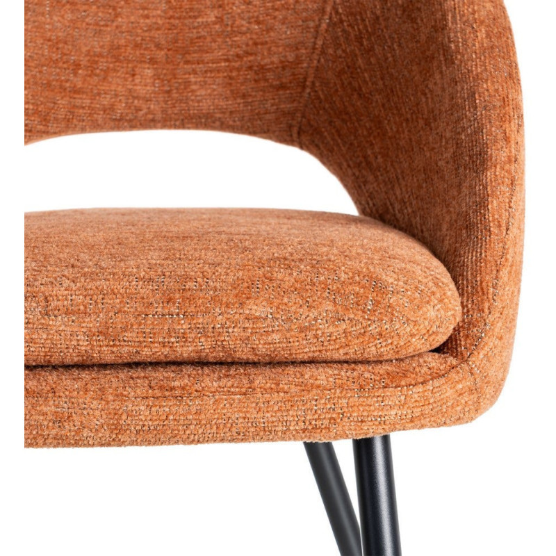 Tabouret de bar haut de gamme en Tissu Orange citrouille Métal Noir Munira (Lot de 2) - 9