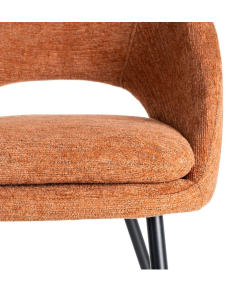 Tabouret de bar haut de gamme en Tissu Orange citrouille Métal Noir Munira (Lot de 2) - 9