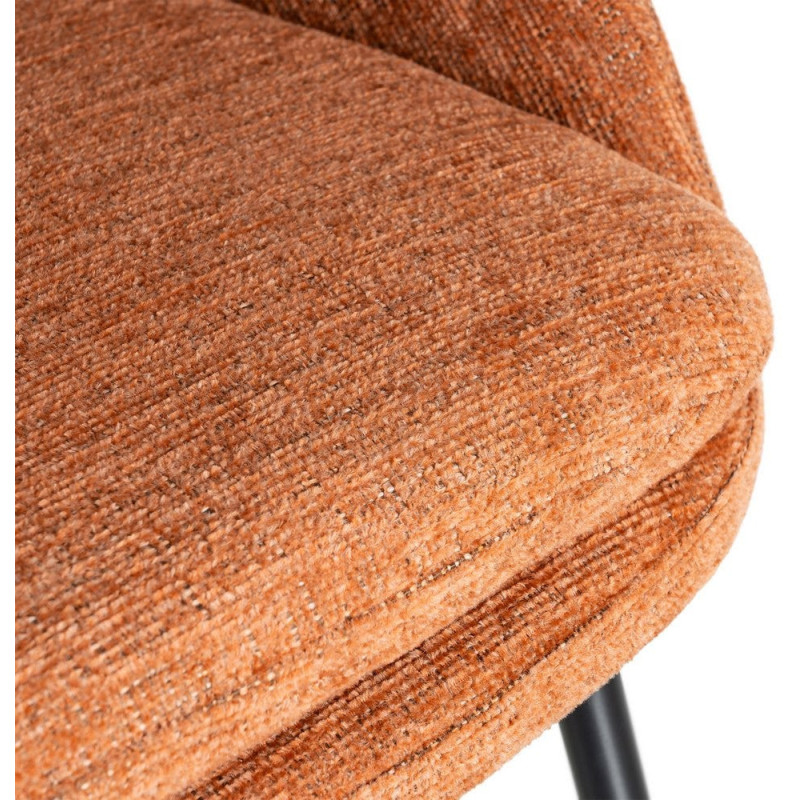 Tabouret de bar haut de gamme en Tissu Orange citrouille Métal Noir Munira (Lot de 2) - 10
