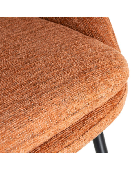 Tabouret de bar haut de gamme en Tissu Orange citrouille Métal Noir Munira (Lot de 2) - 10